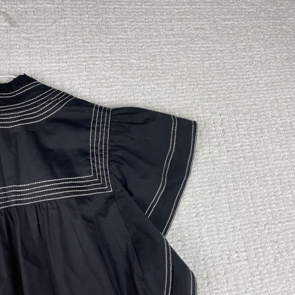 Sabina Musayev Black Ruffle Mini Dress V Neck Black / White Summer Sz S - Picture 16 of 16